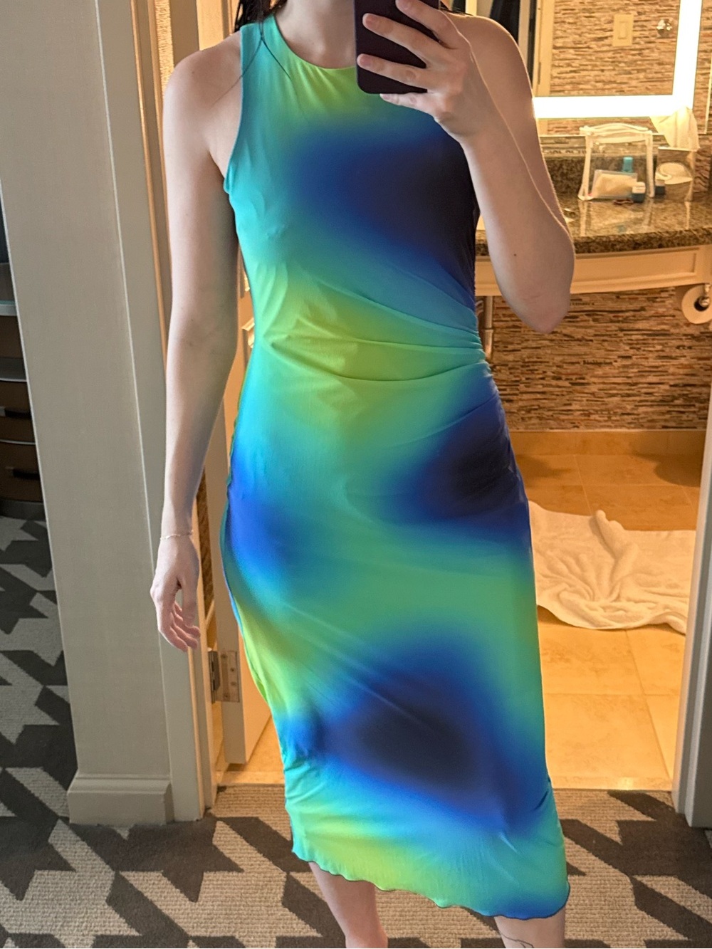 Sweaty Betty Blue and Green Gradient Midi Dress